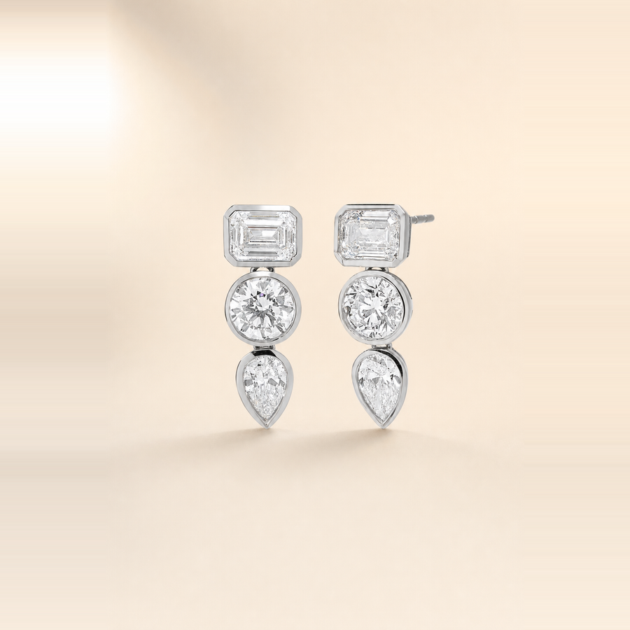 Multi Shape Bezel Set Drop Earrings &mdash; view 3