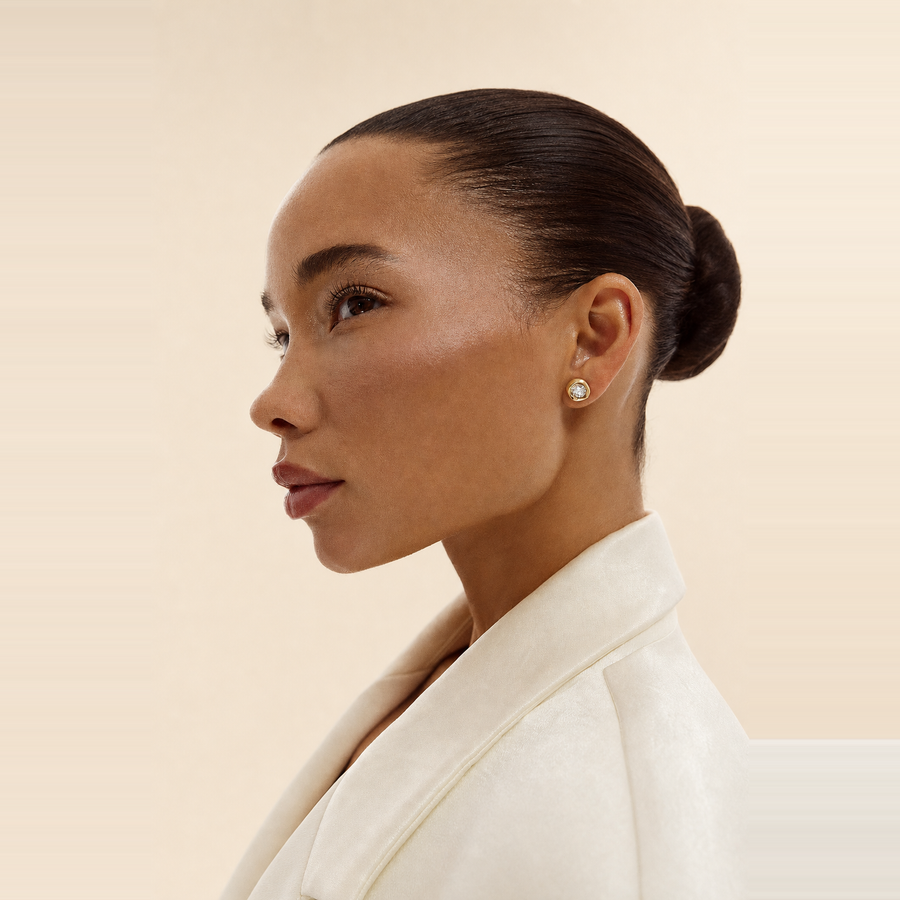 Organic Bezel Diamond Studs &mdash; view 2