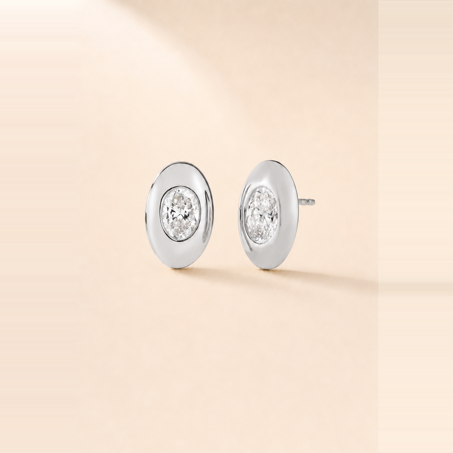 Bezel Diamond Studs &mdash; view 4