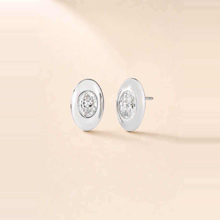 Bezel Diamond Studs &mdash; view 2
