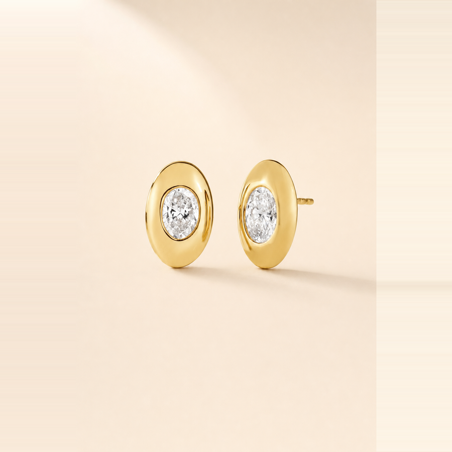 Bezel Diamond Studs &mdash; view 1