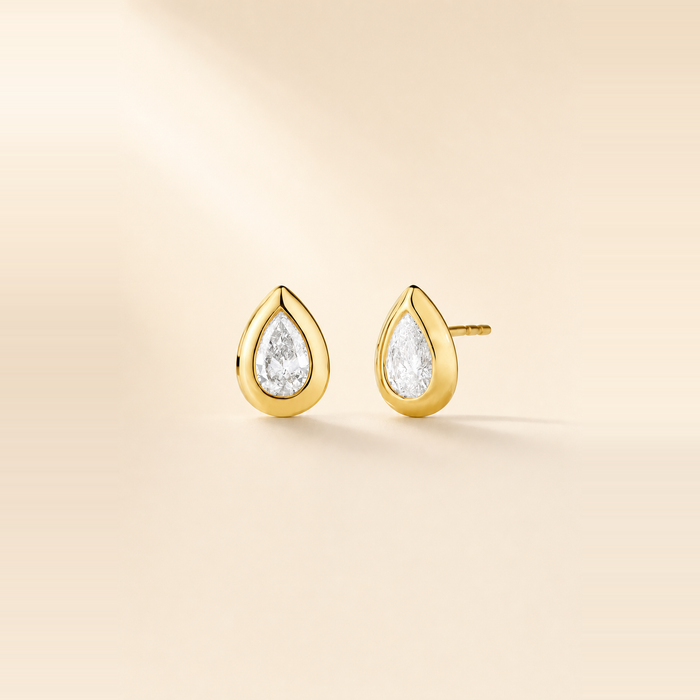 Bezel Pear Diamond Studs
