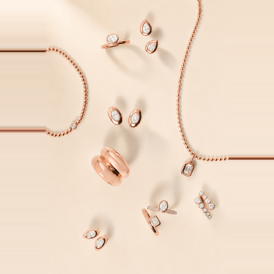 Bezel Pear Diamond Studs &mdash; view 4