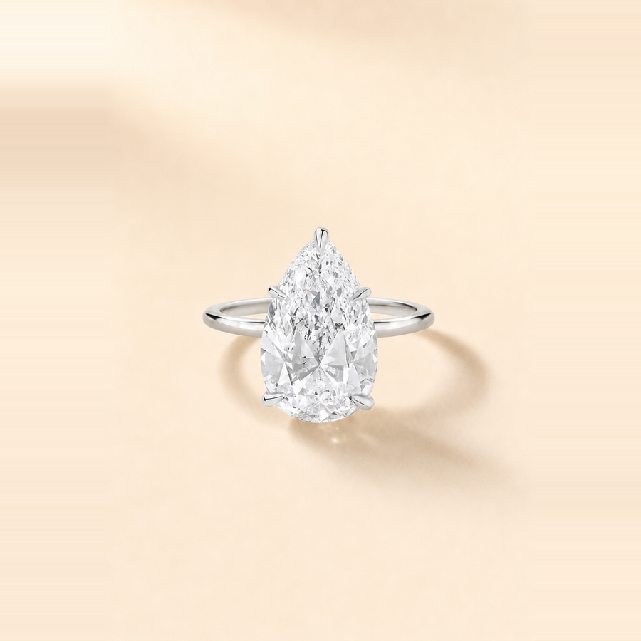 Pear Solitaire with Hidden Halo and Extra-Thin Band &mdash; view 4