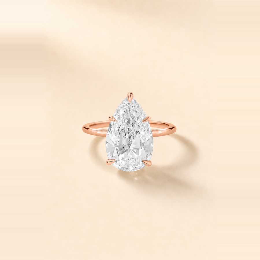 Pear Solitaire with Hidden Halo and Extra-Thin Band &mdash; view 3