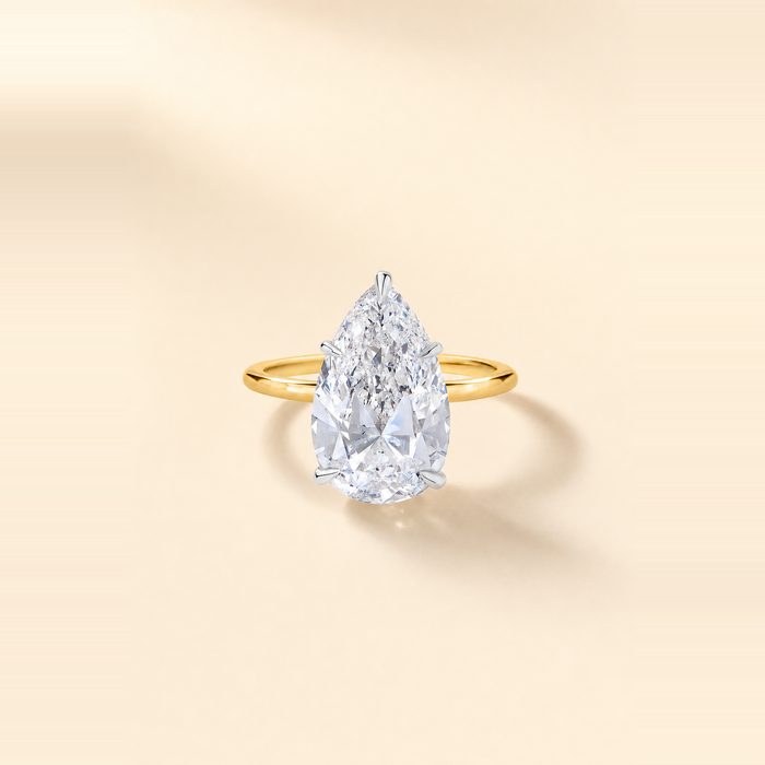 Pear Solitaire with Hidden Halo and Extra-Thin Band