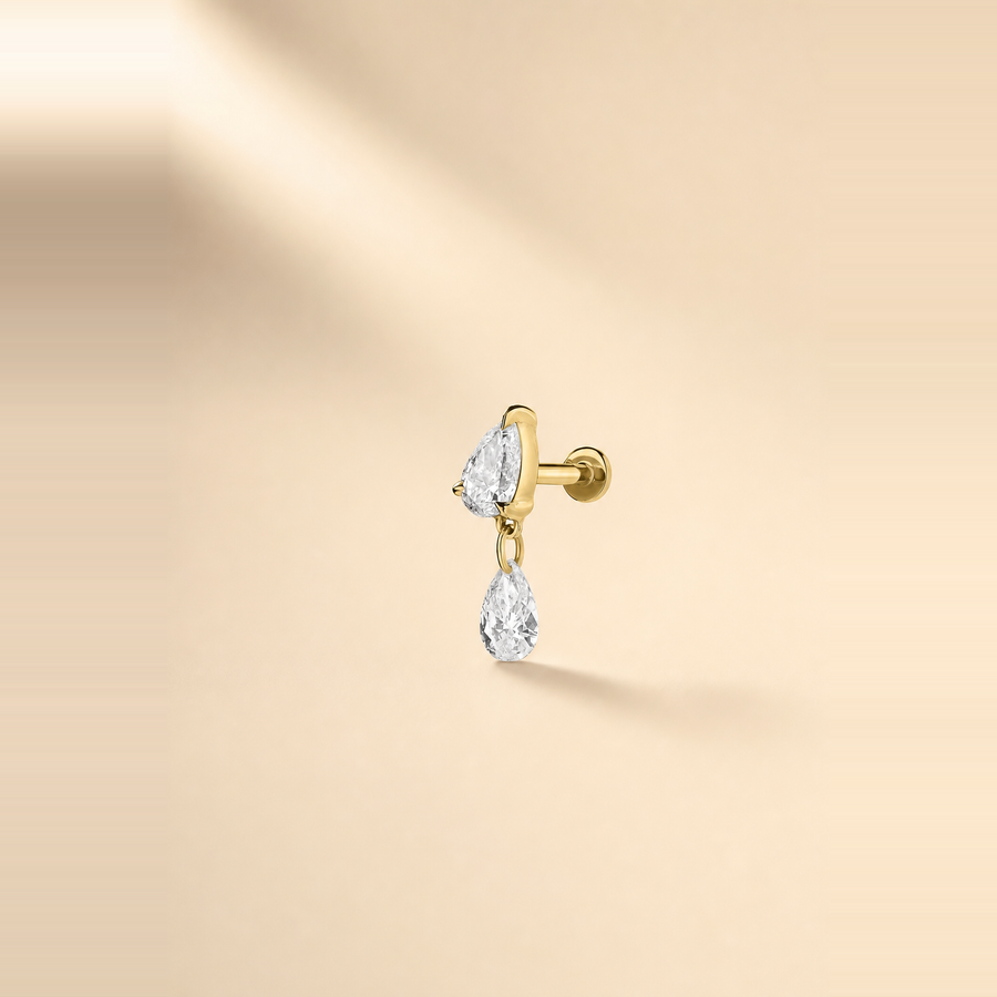 Pear Drop Diamond Flatback Piercing &mdash; view 1