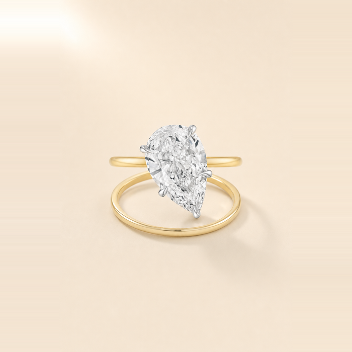 Pear Double Band Diamond with Hidden Halo