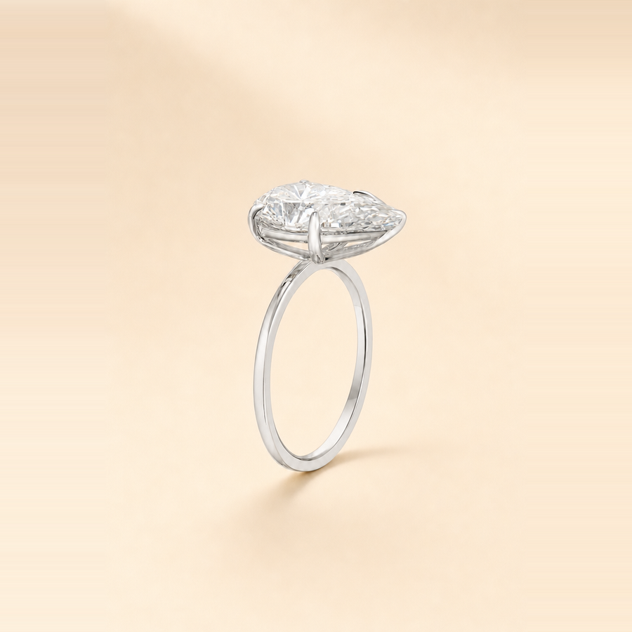 Pear Double Band Diamond with Hidden Halo &mdash; view 5