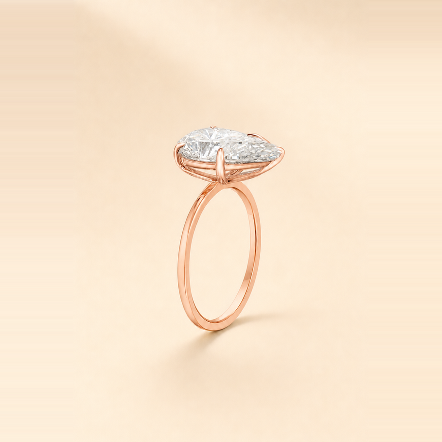 Pear Double Band Diamond with Hidden Halo &mdash; view 4
