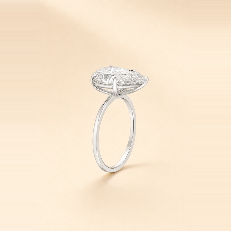Pear Double Band Diamond with Hidden Halo &mdash; view 2