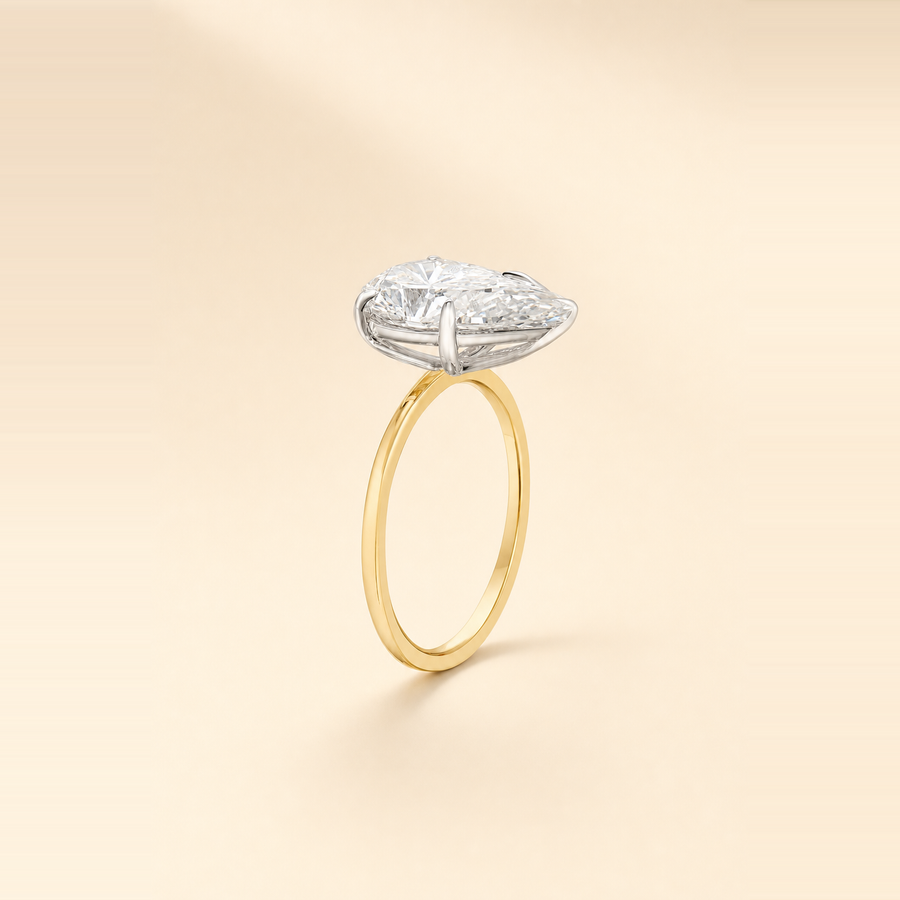 Pear Double Band Diamond with Hidden Halo &mdash; view 3