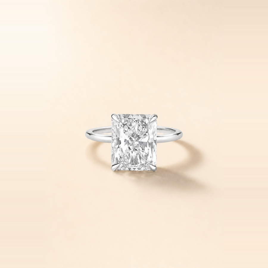 Radiant Solitaire Diamond with Hidden Halo and Extra Thin Band &mdash; view 4
