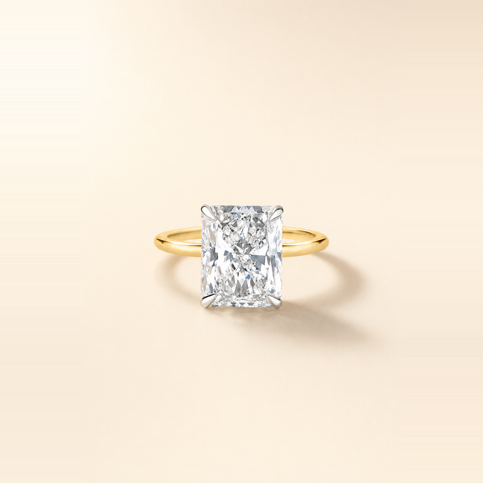 Radiant Solitaire Diamond with Hidden Halo and Extra Thin Band