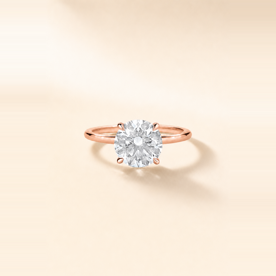 Round Brilliant Diamond Solitaire with Hidden Halo and Extra Thin Band &mdash; view 3