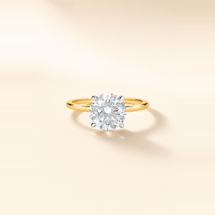 Round Brilliant Diamond Solitaire with Hidden Halo and Extra Thin Band