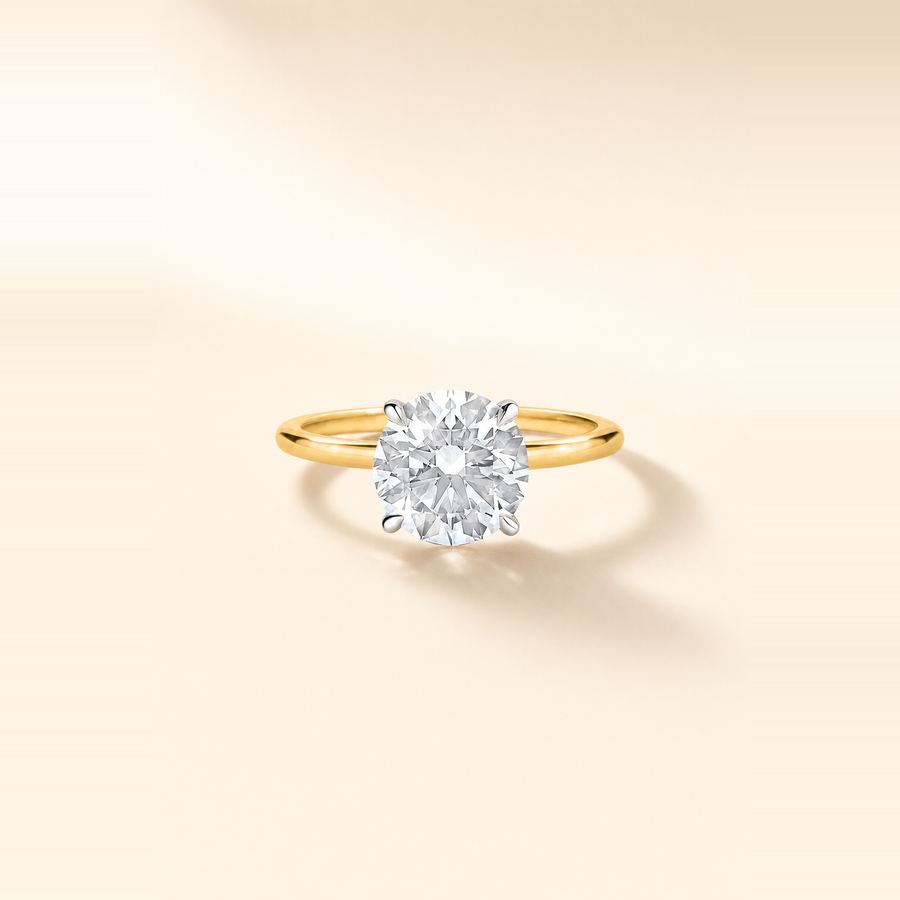 Round Brilliant Diamond Solitaire with Hidden Halo and Extra Thin Band &mdash; view 1