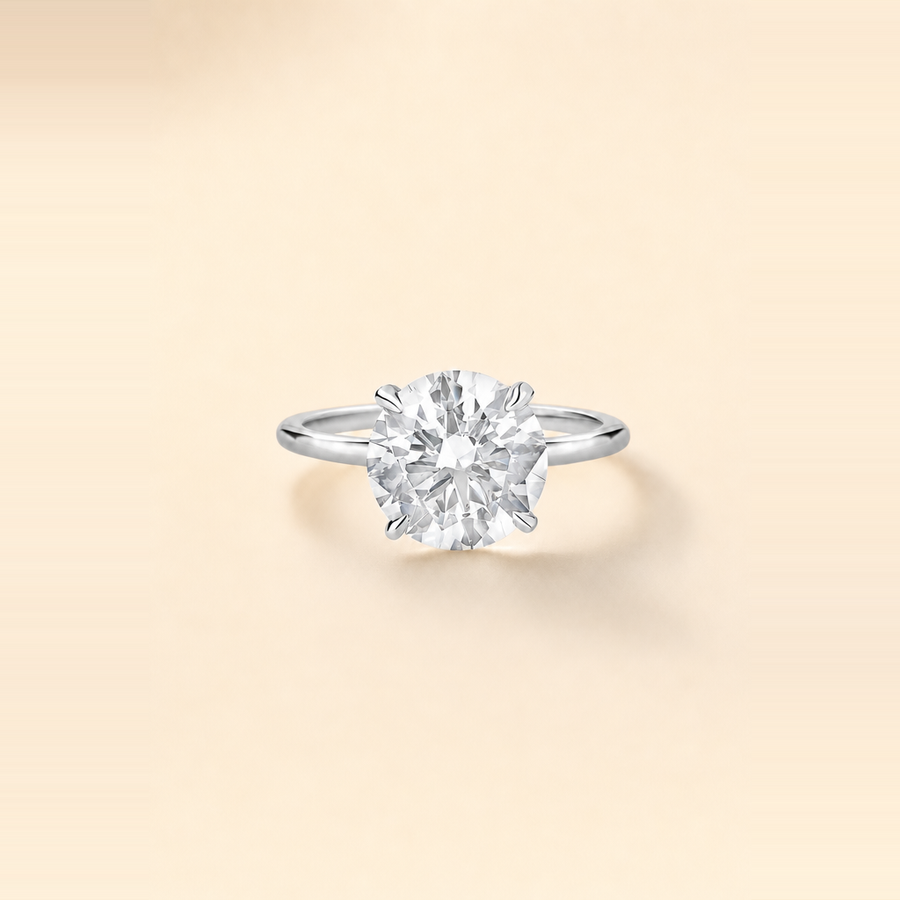 Round Solitaire Diamond with Extra Thin Band &mdash; view 4