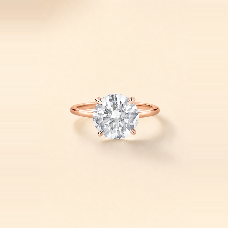 Round Solitaire Diamond with Extra Thin Band &mdash; view 3