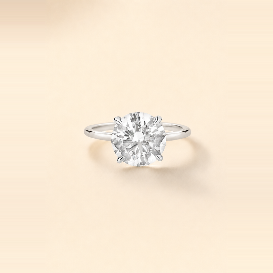 Round Solitaire Diamond with Extra Thin Band &mdash; view 2