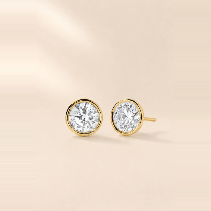 Round Bezel Set Diamond Studs