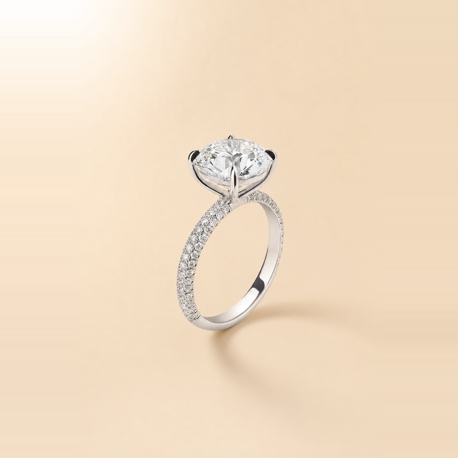 Round Diamond in Full Pavé Band &mdash; view 3