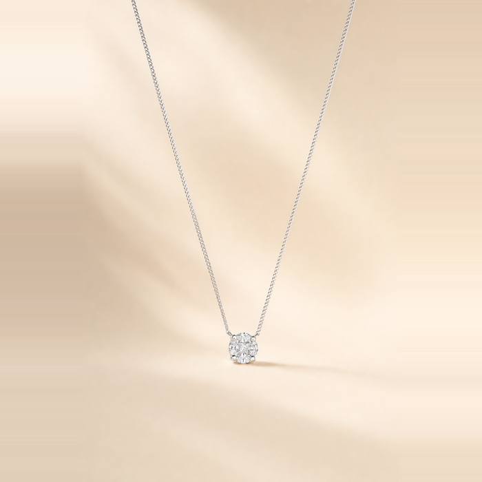 Round Illusion Solitaire Pendant Necklace