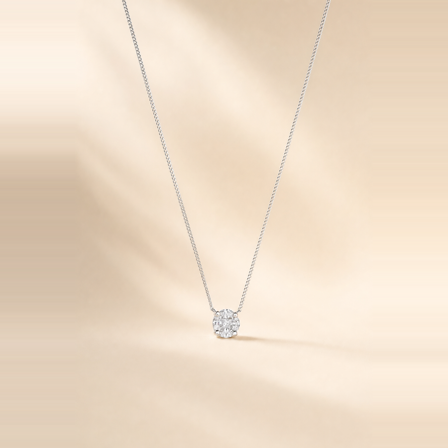 Round Illusion Solitaire Pendant Necklace &mdash; view 1