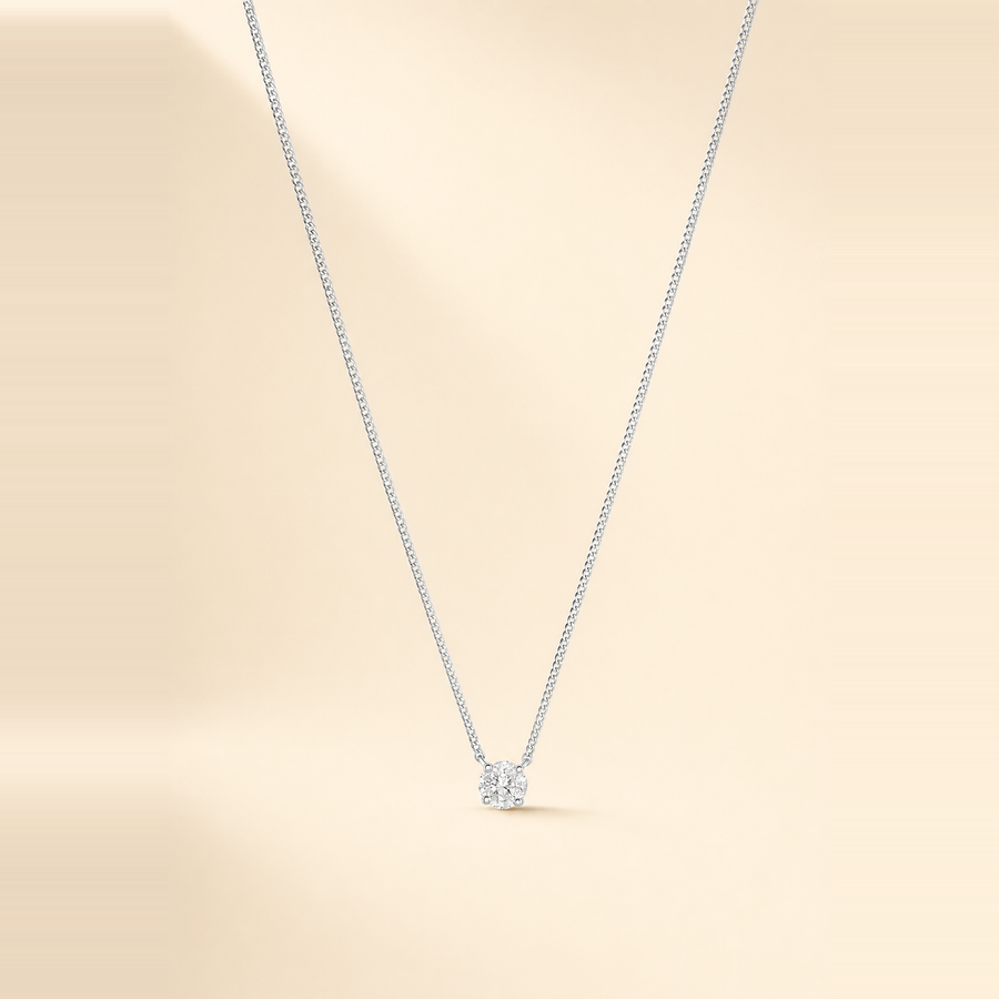 Round Illusion Solitaire Pendant Necklace &mdash; view 3