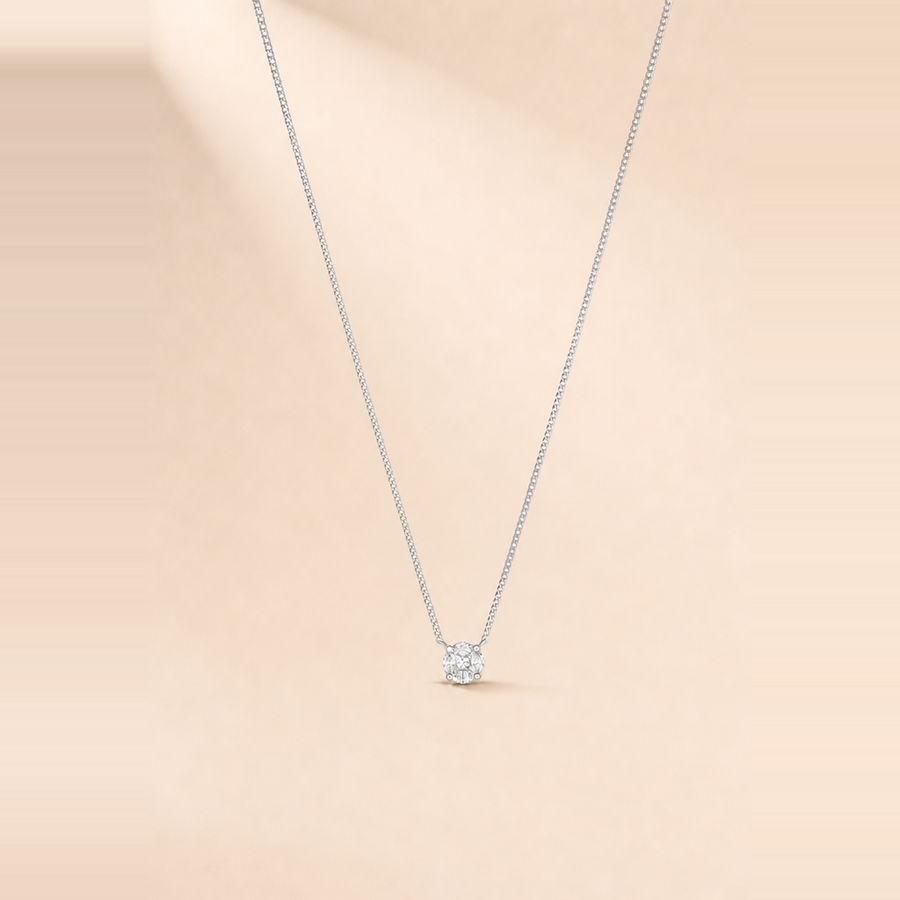 Round Illusion Solitaire Pendant Necklace &mdash; view 6