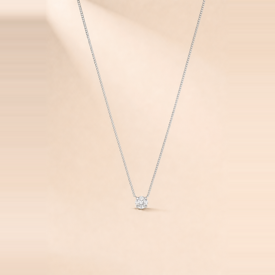Round Illusion Solitaire Pendant Necklace &mdash; view 2