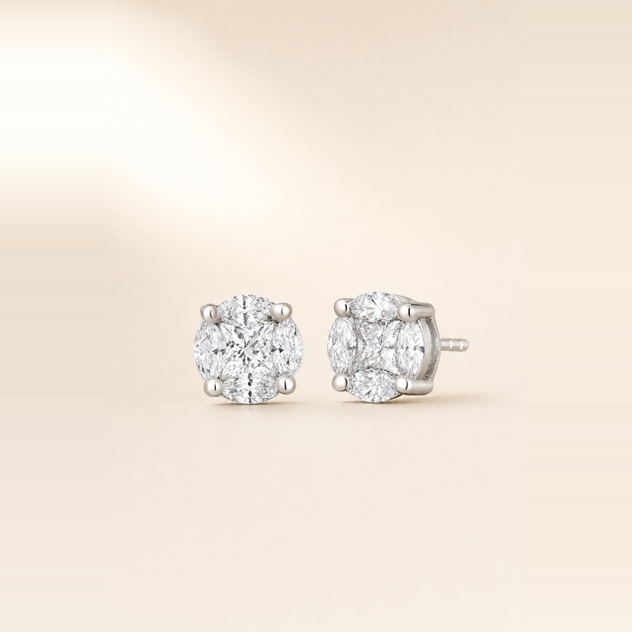 Round Illusion Diamond Studs