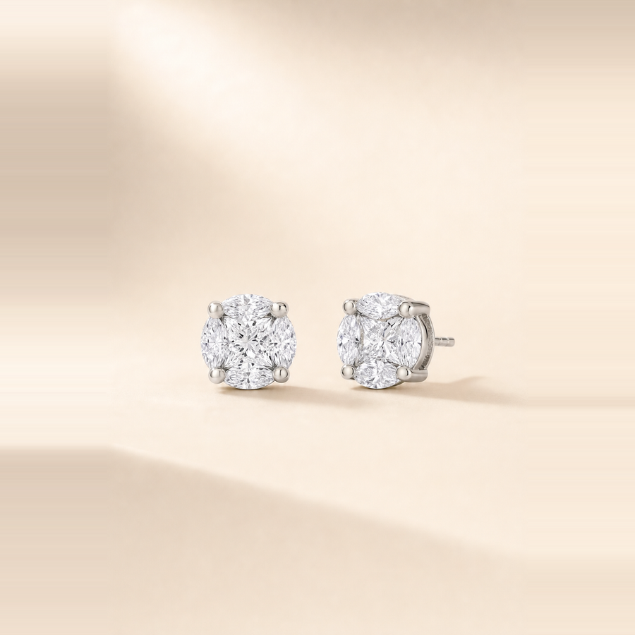 Round Illusion Diamond Studs &mdash; view 2
