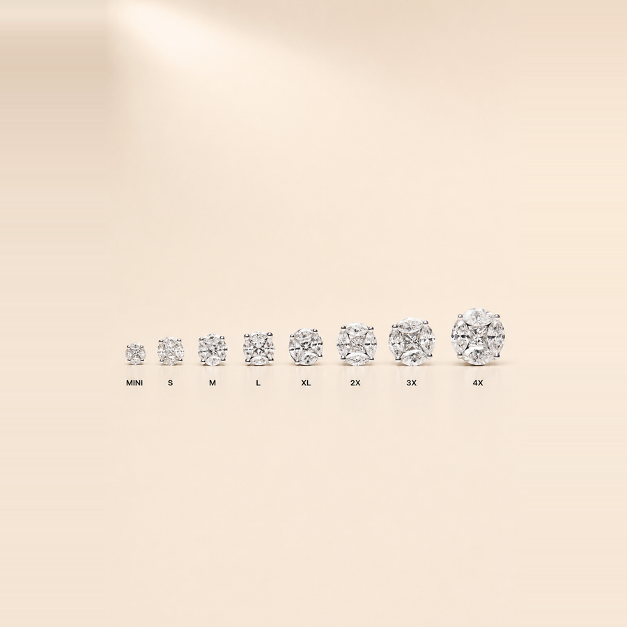 Round Illusion Diamond Studs &mdash; view 3