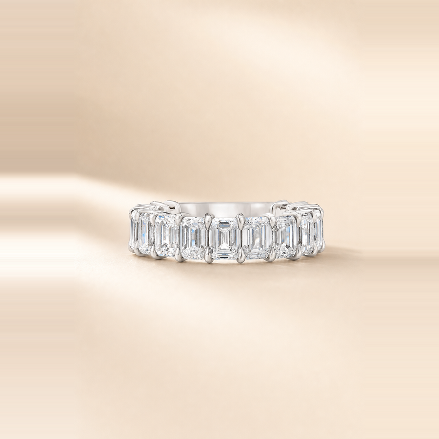 Emerald Shared Prong Diamond Eternity Band &mdash; view 2
