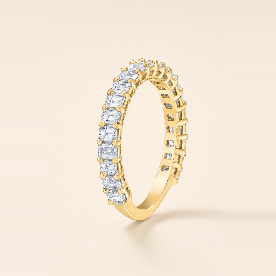 Emerald Shared Prong Diamond Eternity Band &mdash; view 3