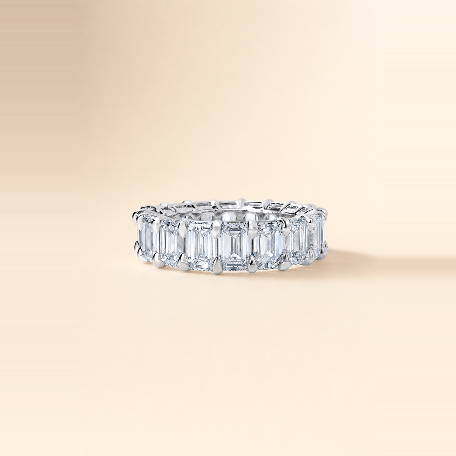Emerald Shared Prong Diamond Eternity Band &mdash; view 8