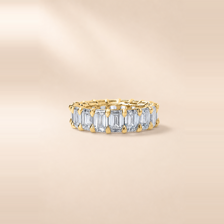 Emerald Shared Prong Diamond Eternity Band &mdash; view 4