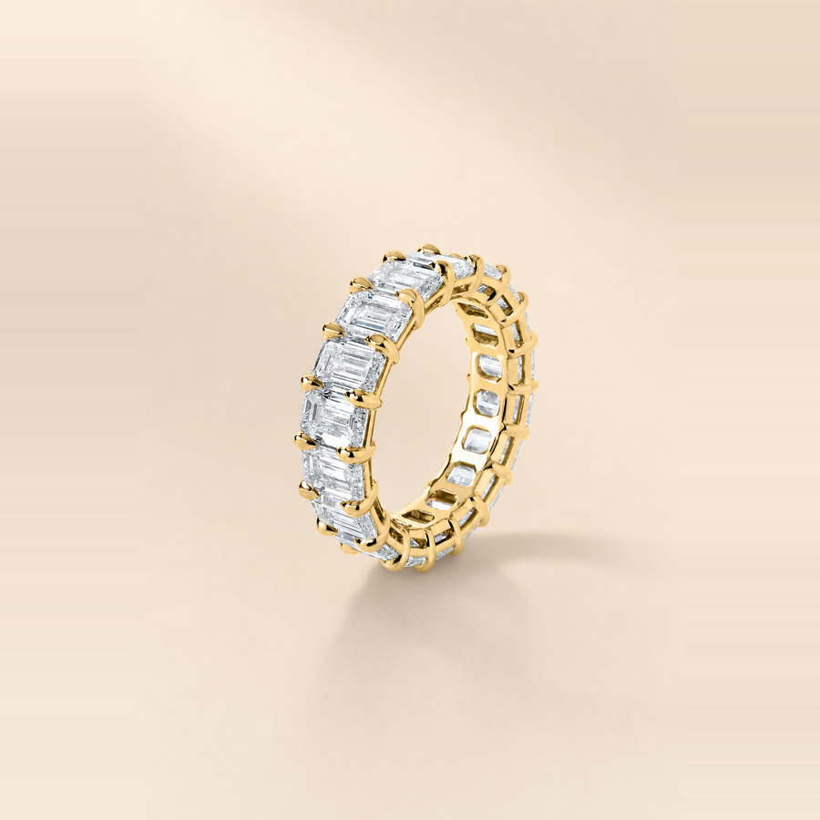 Emerald Shared Prong Diamond Eternity Band &mdash; view 6