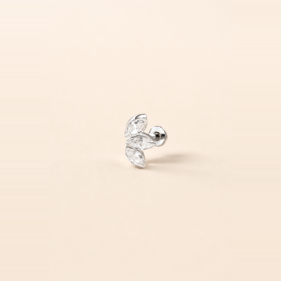 Trio Marquise Diamond Flatback Piercing &mdash; view 2