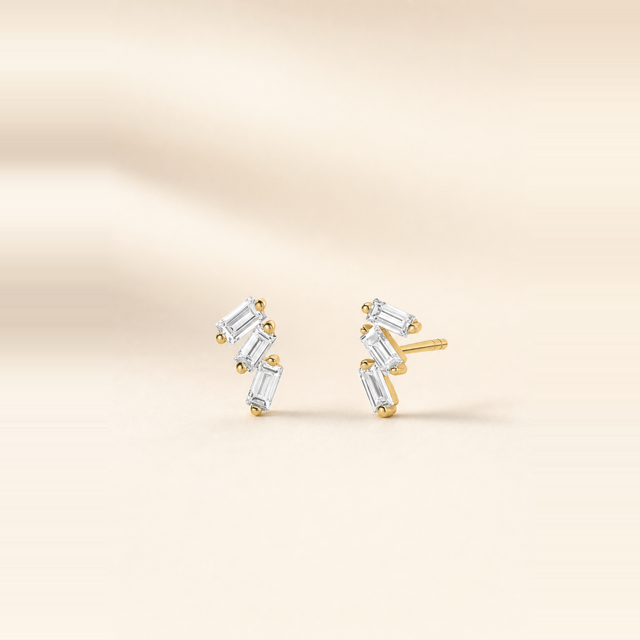 Triple Baguette Diamond Studs &mdash; view 1