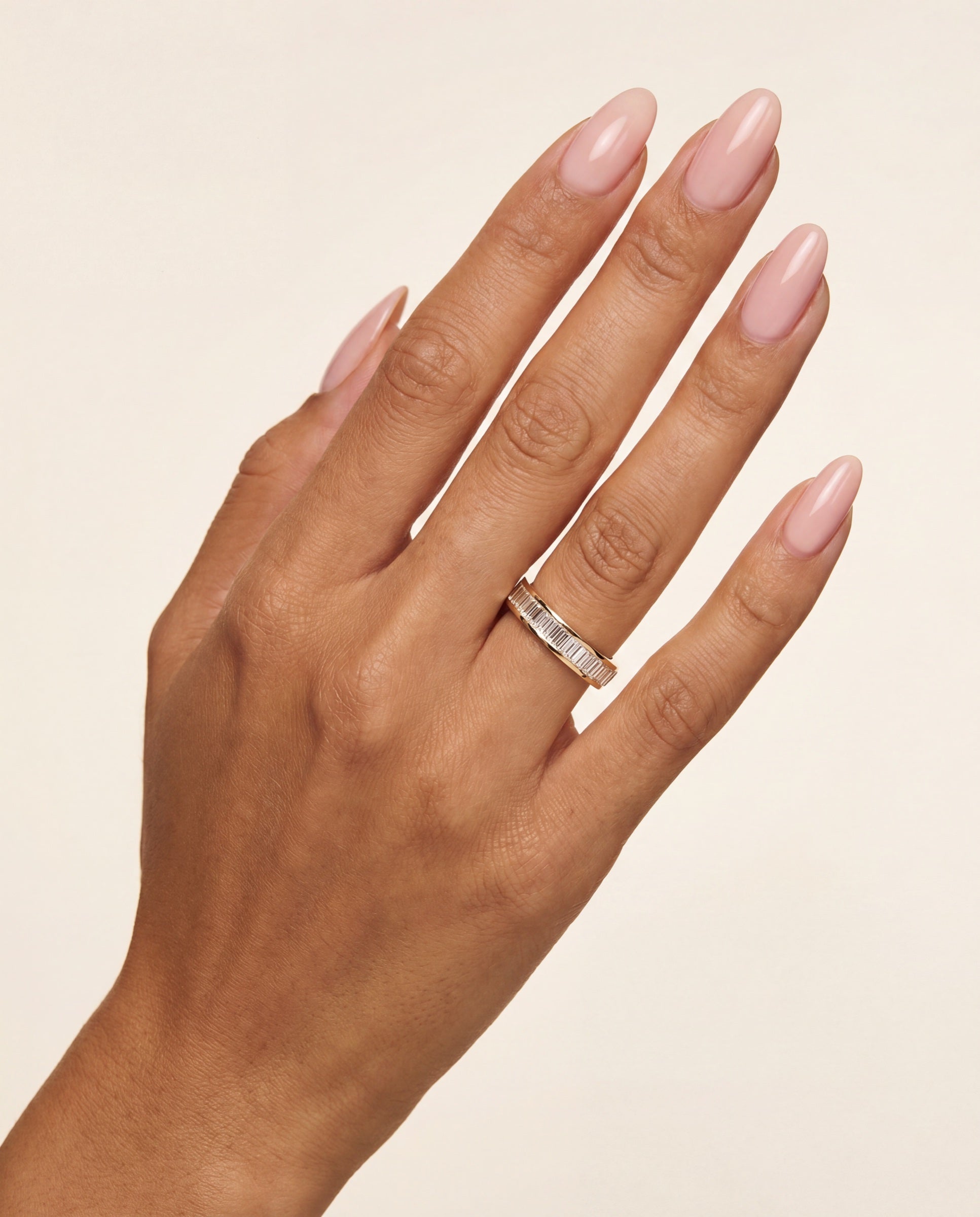 Baguette Channel Set Diamond Eternity Band &mdash; Worn