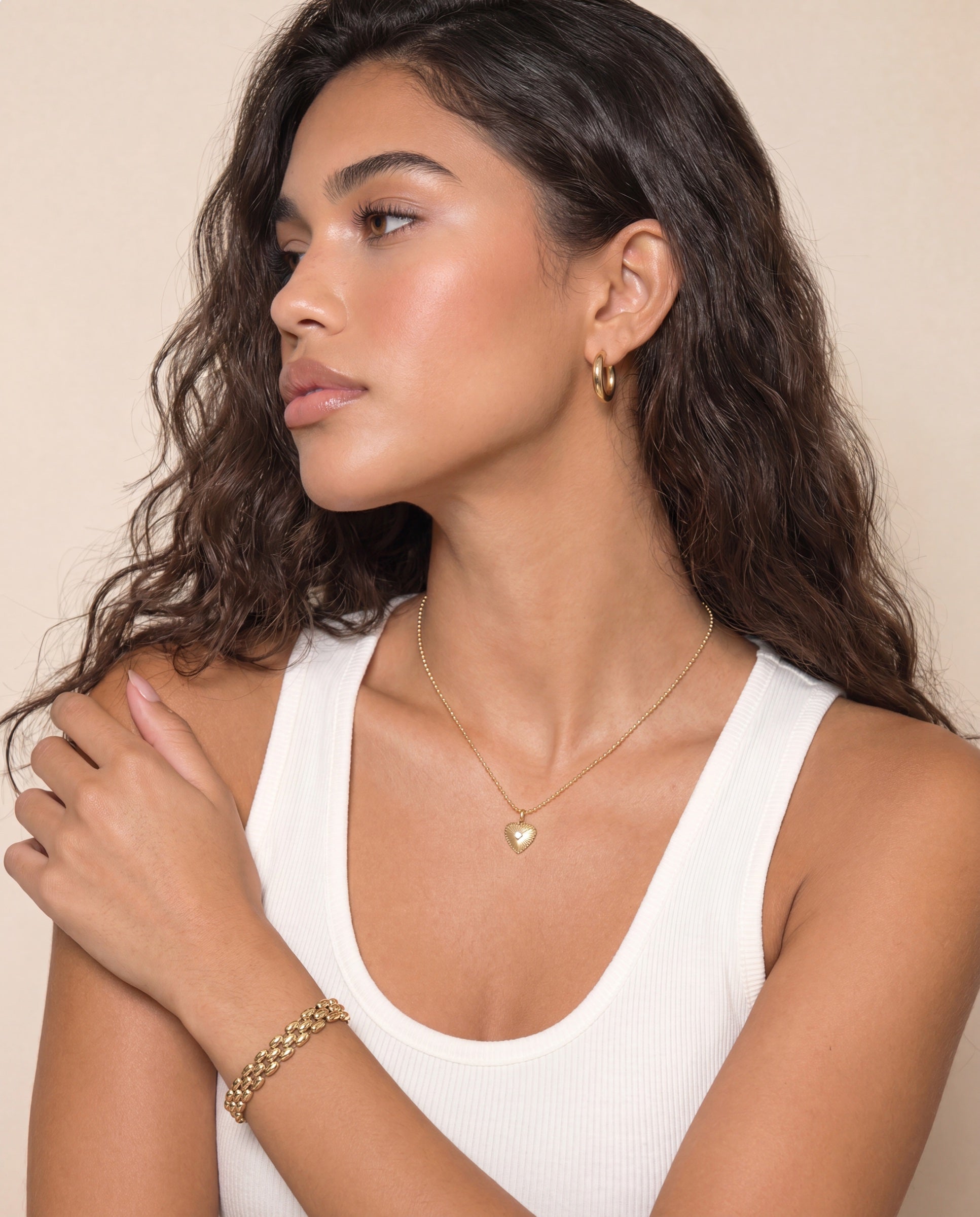 Bead-Link Chain Bracelet &mdash; Worn