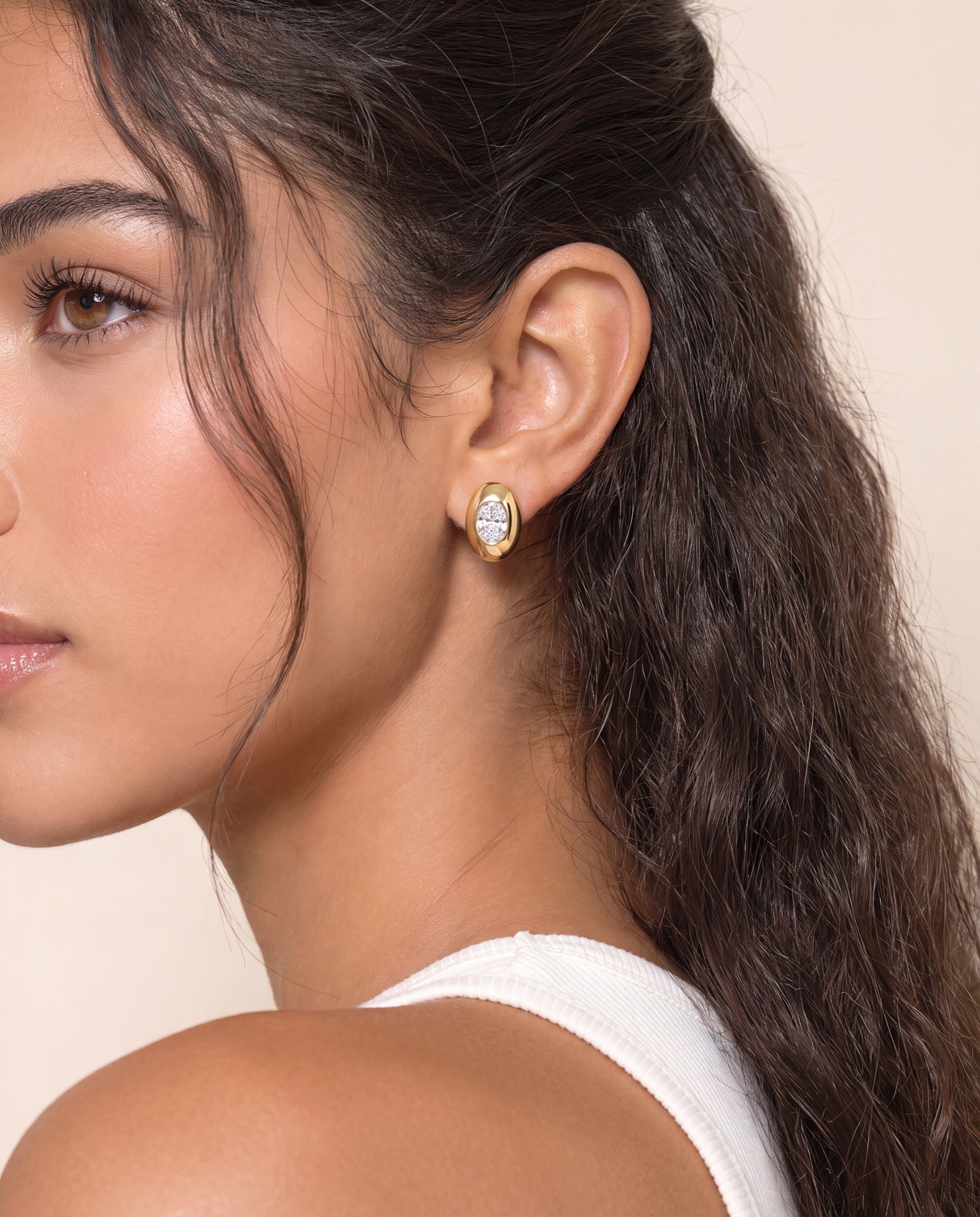Bezel Diamond Studs &mdash; Worn