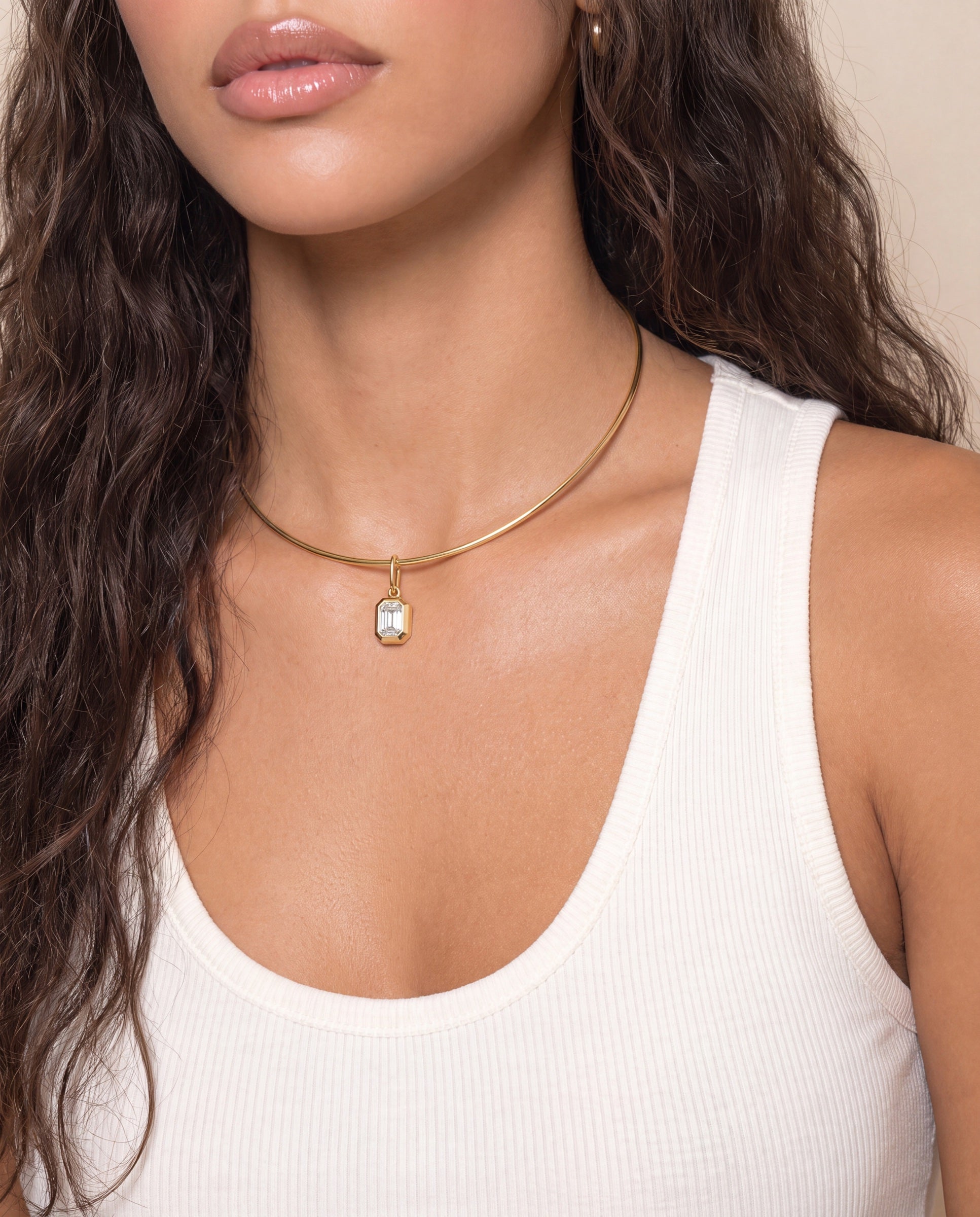 Bezel Pendant Necklace &mdash; Worn
