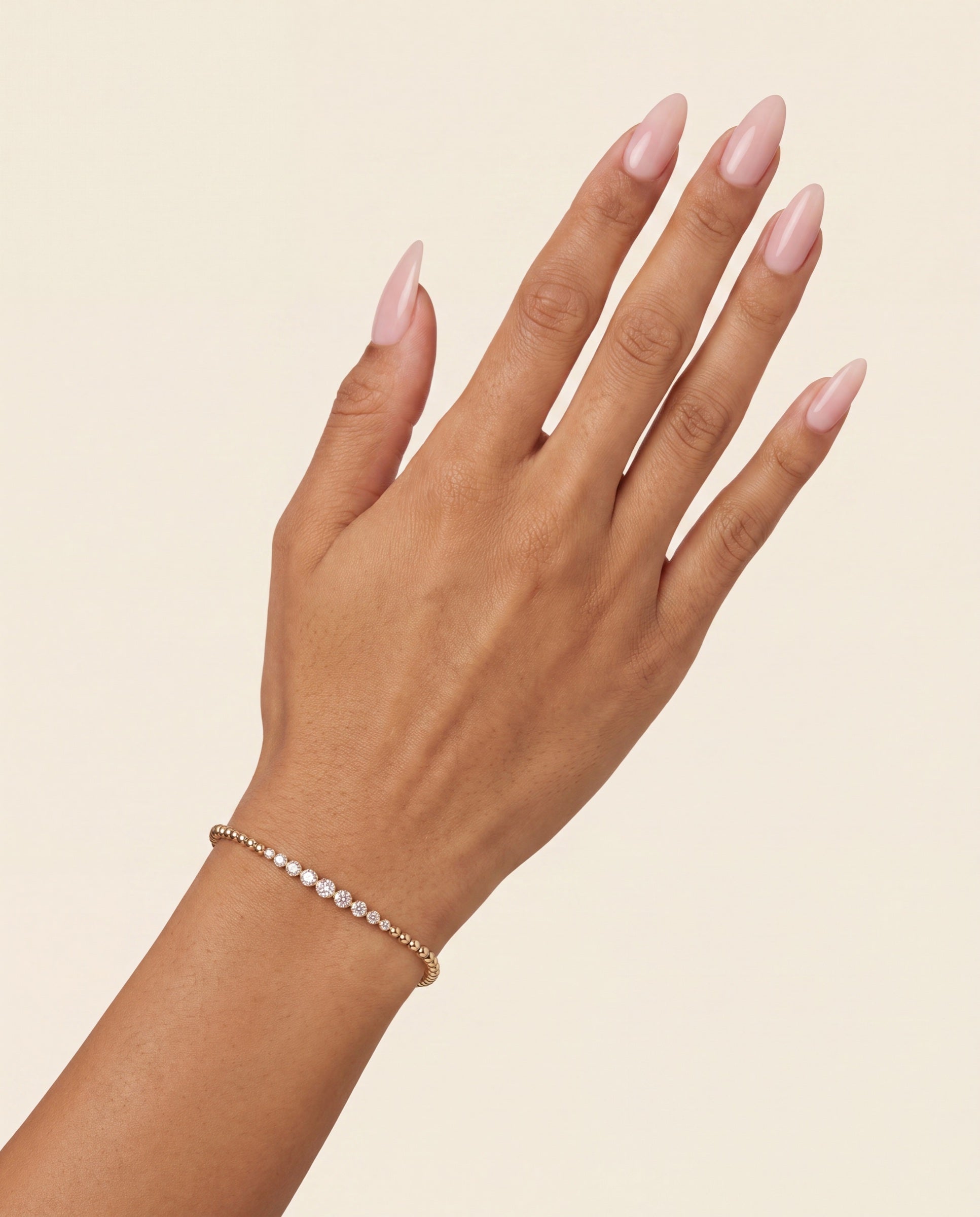 Diamond Cluster Bead Bangle &mdash; Worn
