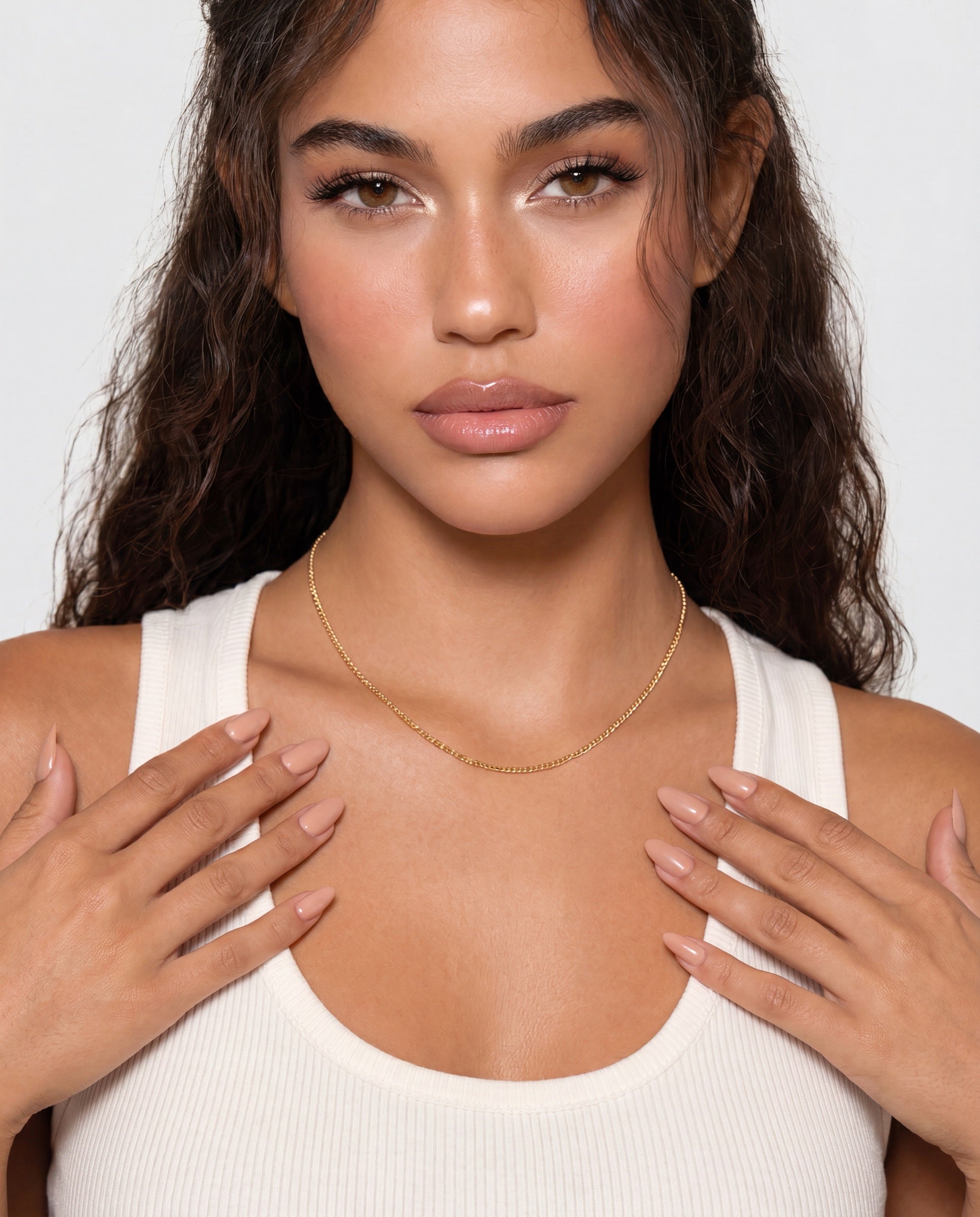 Diamond Cut Curb Chain Necklace &mdash; Worn