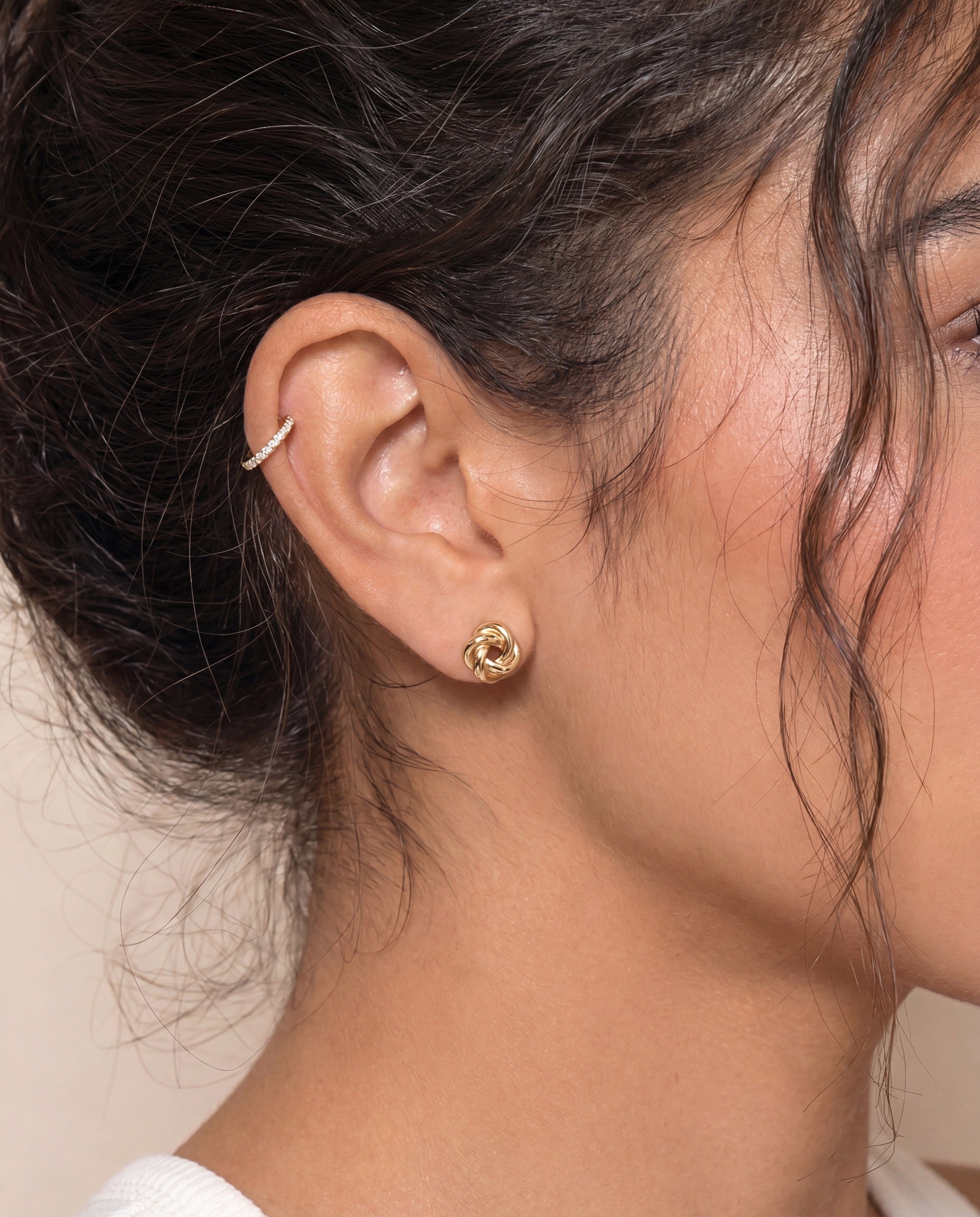 Diamond Ear Cuff Piercing &mdash; Worn