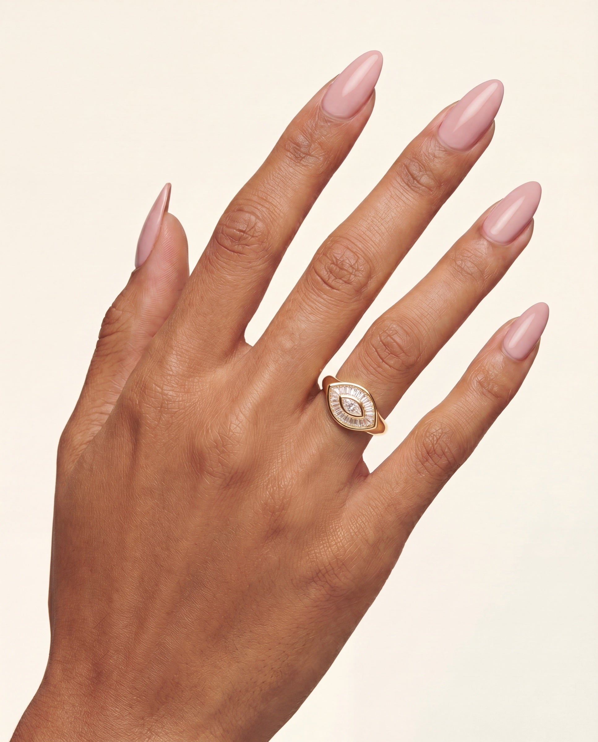 Evil Eye Melee Diamond Signet Ring &mdash; Worn