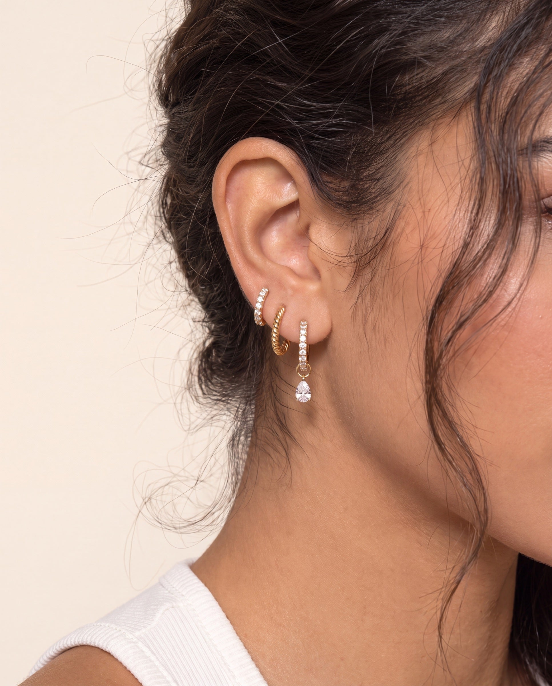Diamond Huggie Charm [Earrings] &mdash; Worn